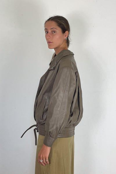 1980s Taupe Leather Jacket