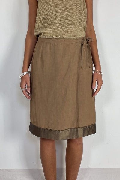 Linen and Silk Blend Wrap Skirt