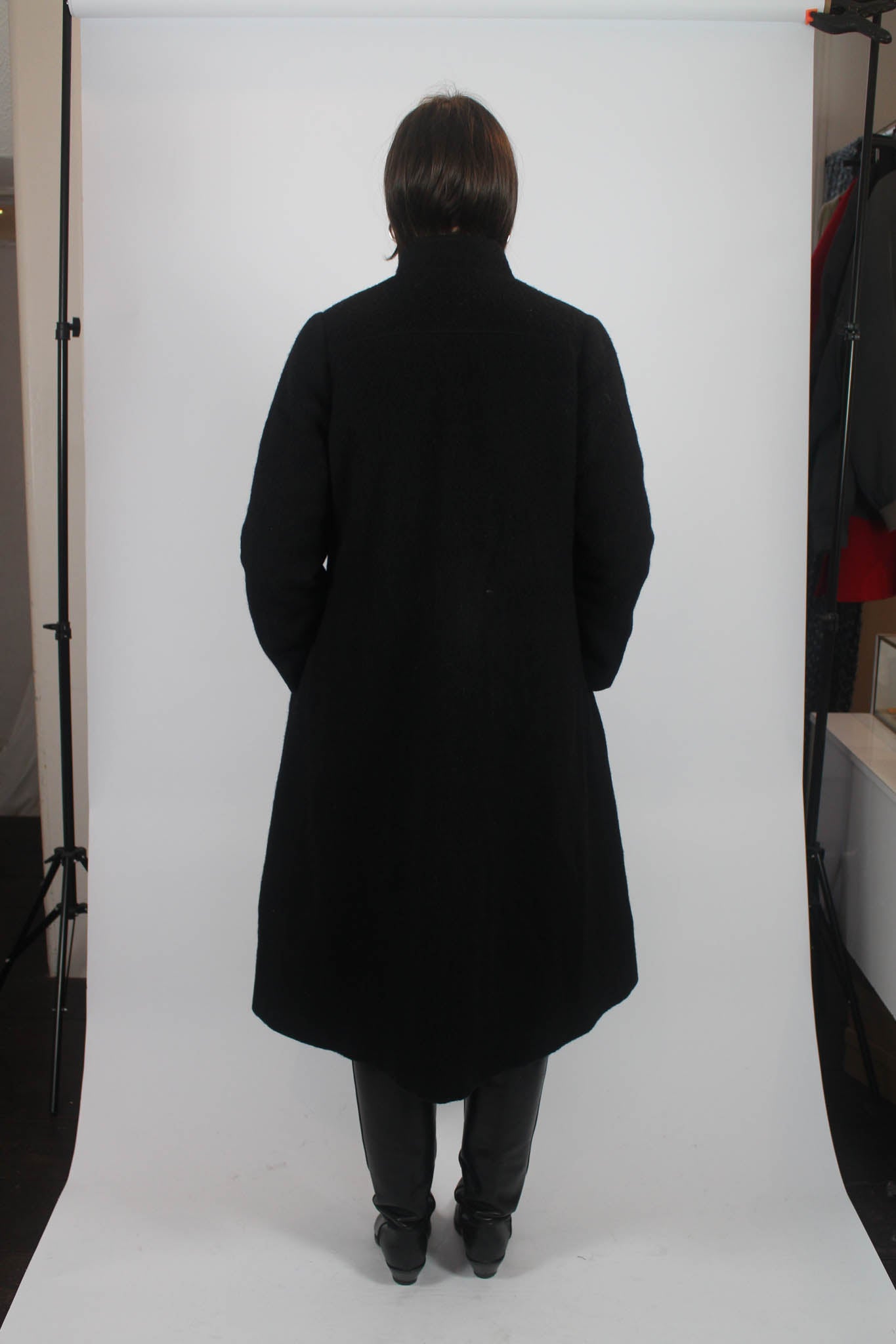 Funnel Neck Black Coat