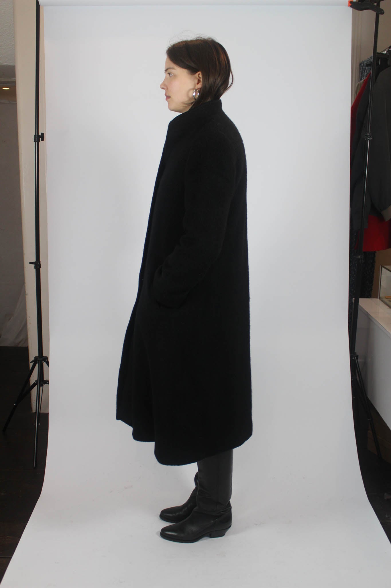 Funnel Neck Black Coat