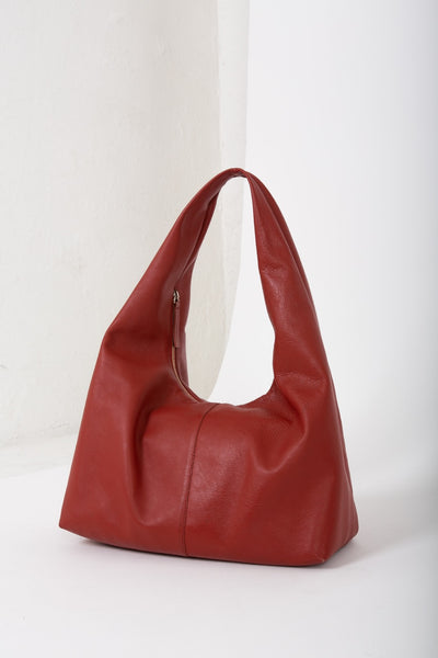 Papaya Classic Leather Shoulder Bag