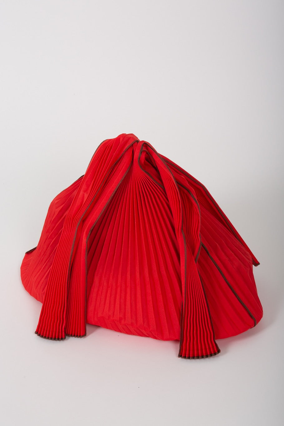Large Red Pleated Shoulder Bag