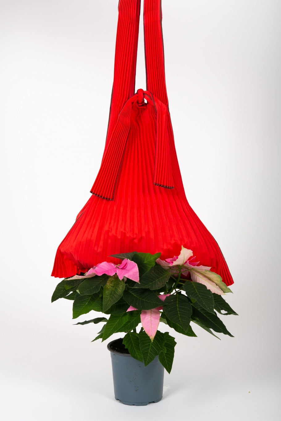 Large Red Pleated Shoulder Bag