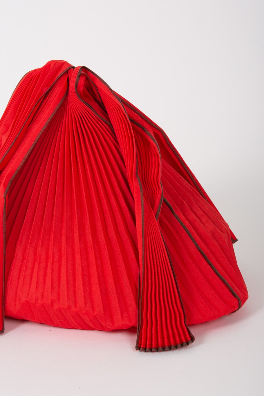 Large Red Pleated Shoulder Bag