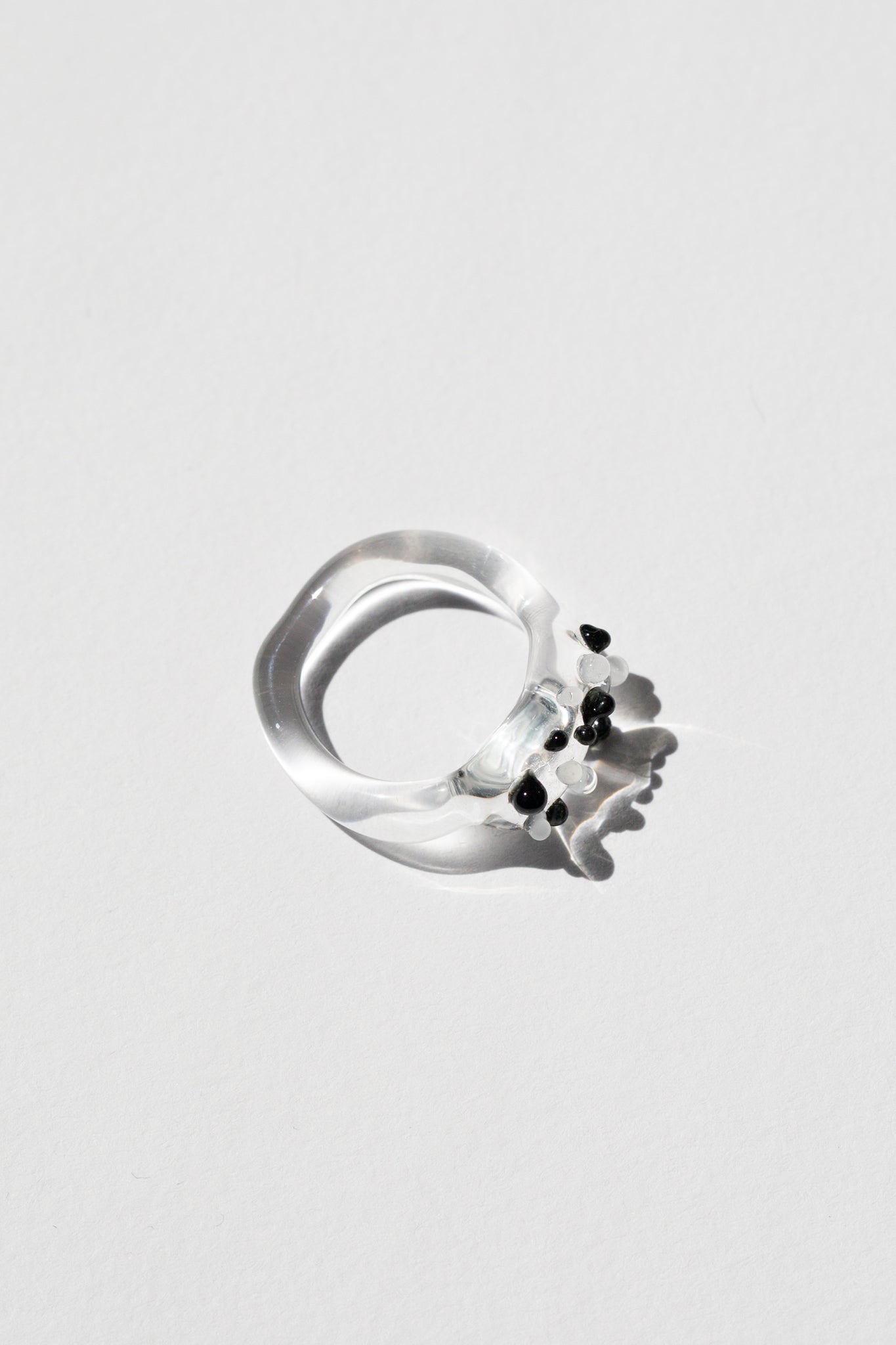 Black and White Speckle Murano Glass Ring