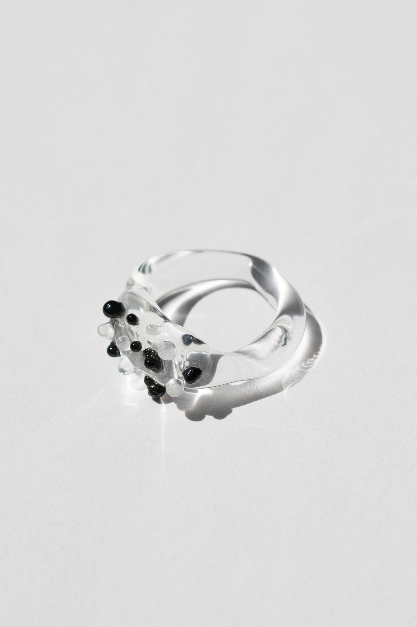 Black and White Speckle Murano Glass Ring