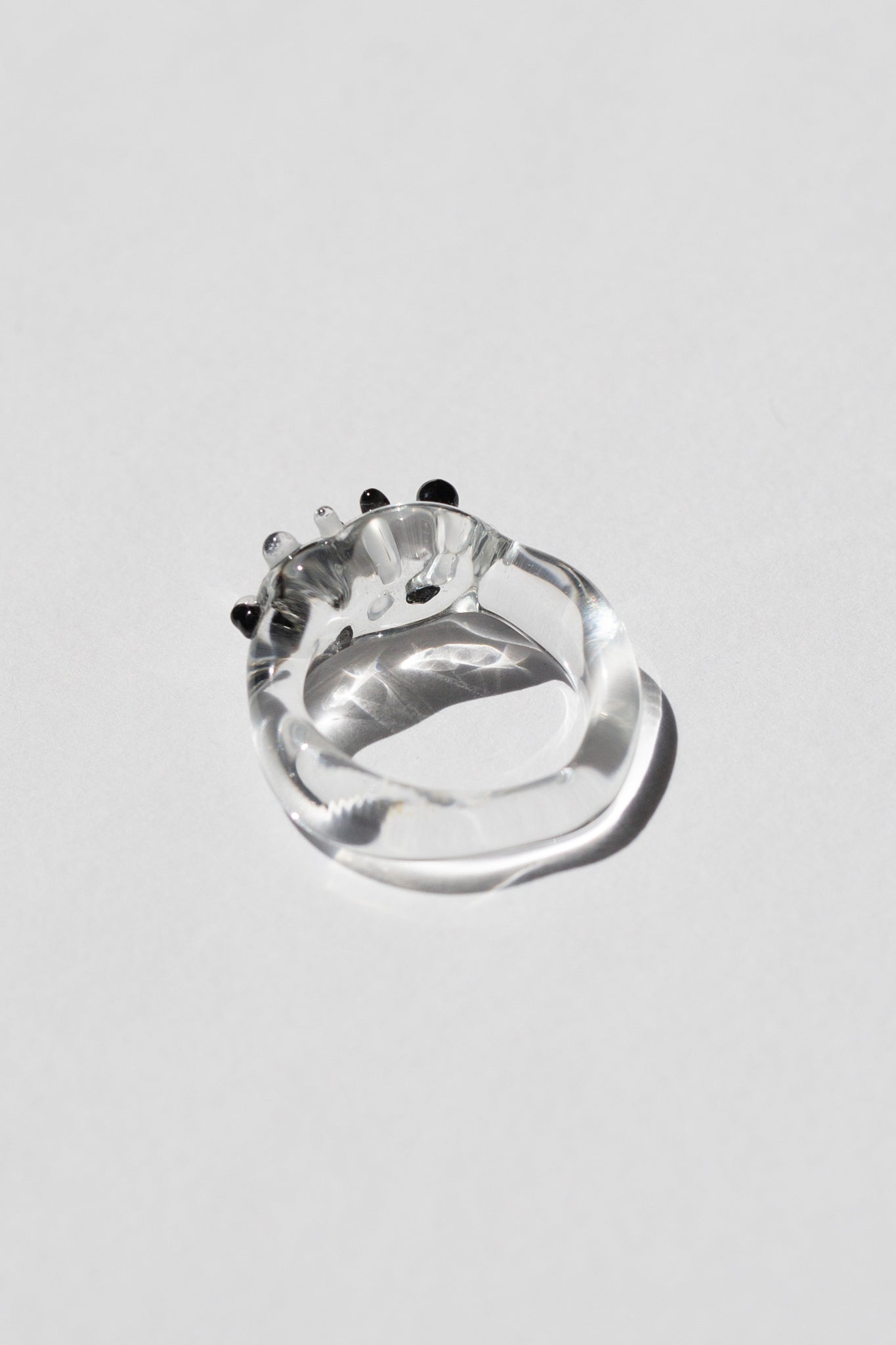 Black and White Speckle Murano Glass Ring