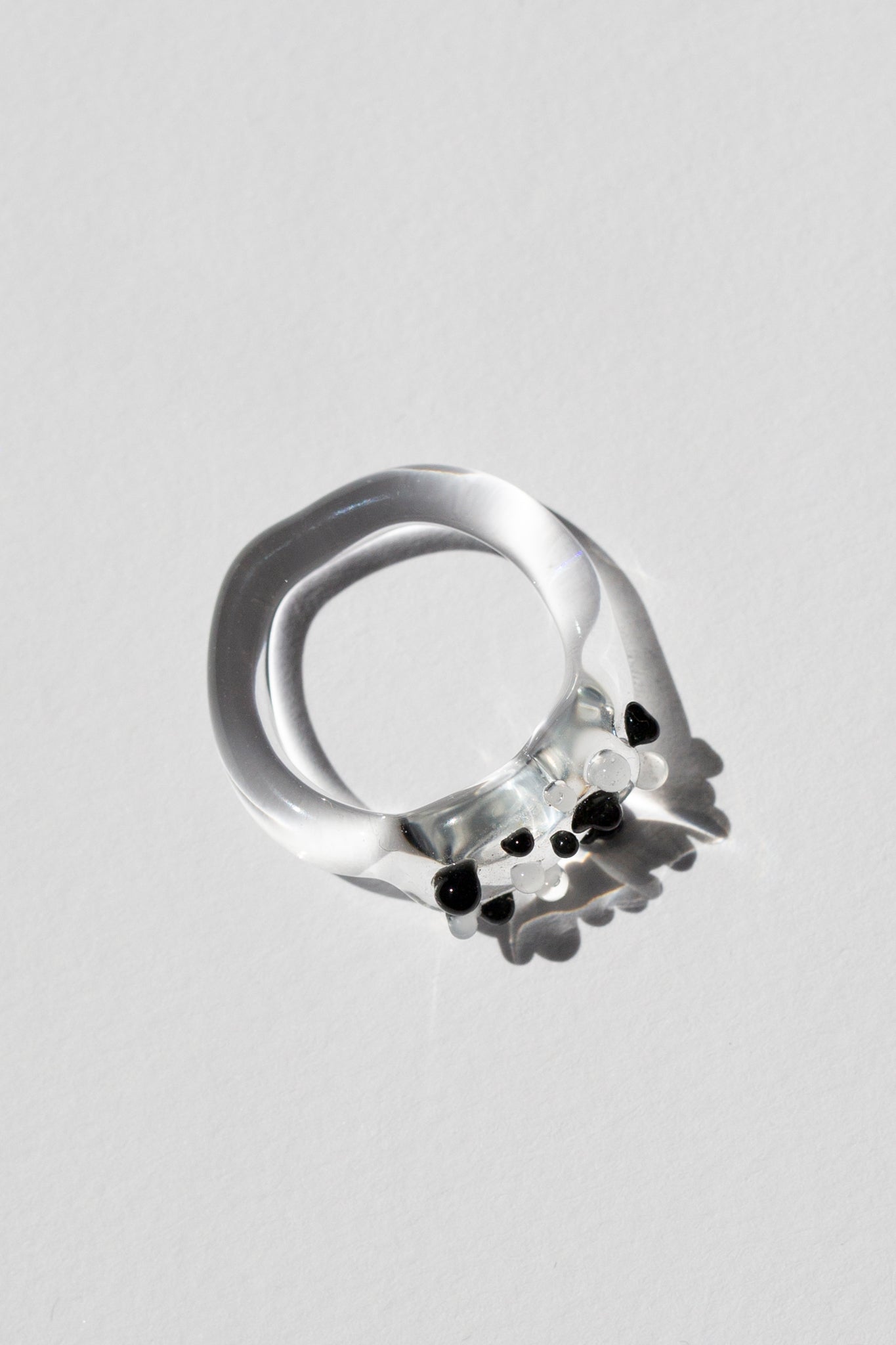 Black and White Speckle Murano Glass Ring