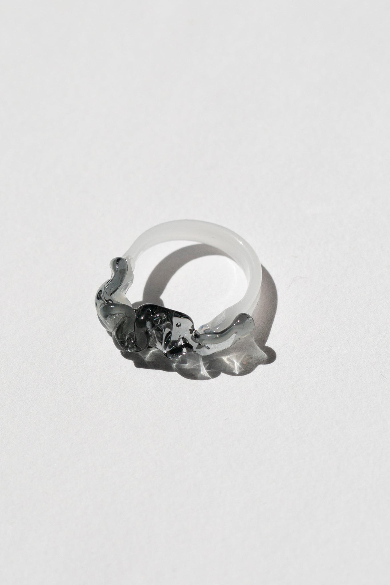 Grey Squiggle Murano Glass Ring