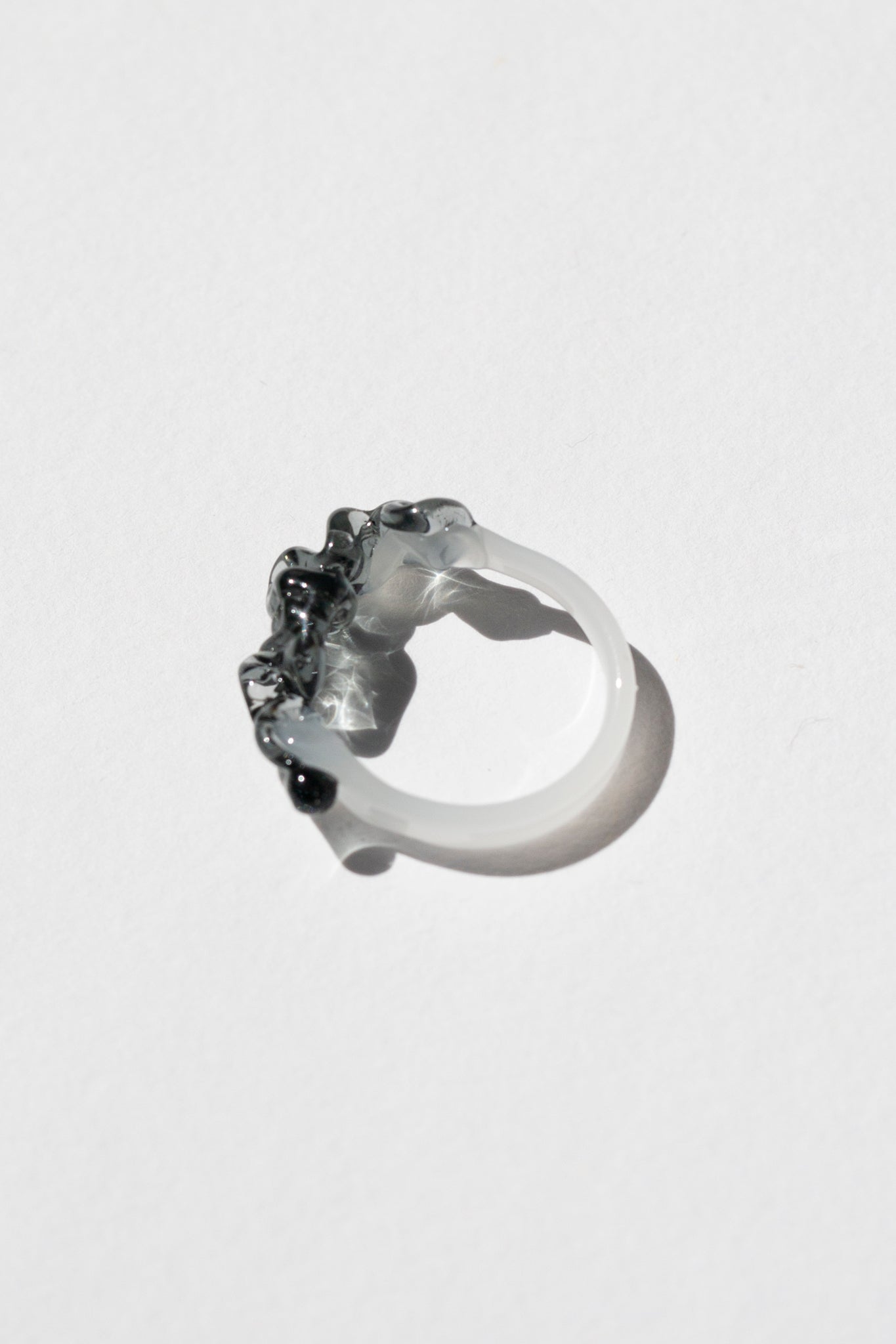 Grey Squiggle Murano Glass Ring