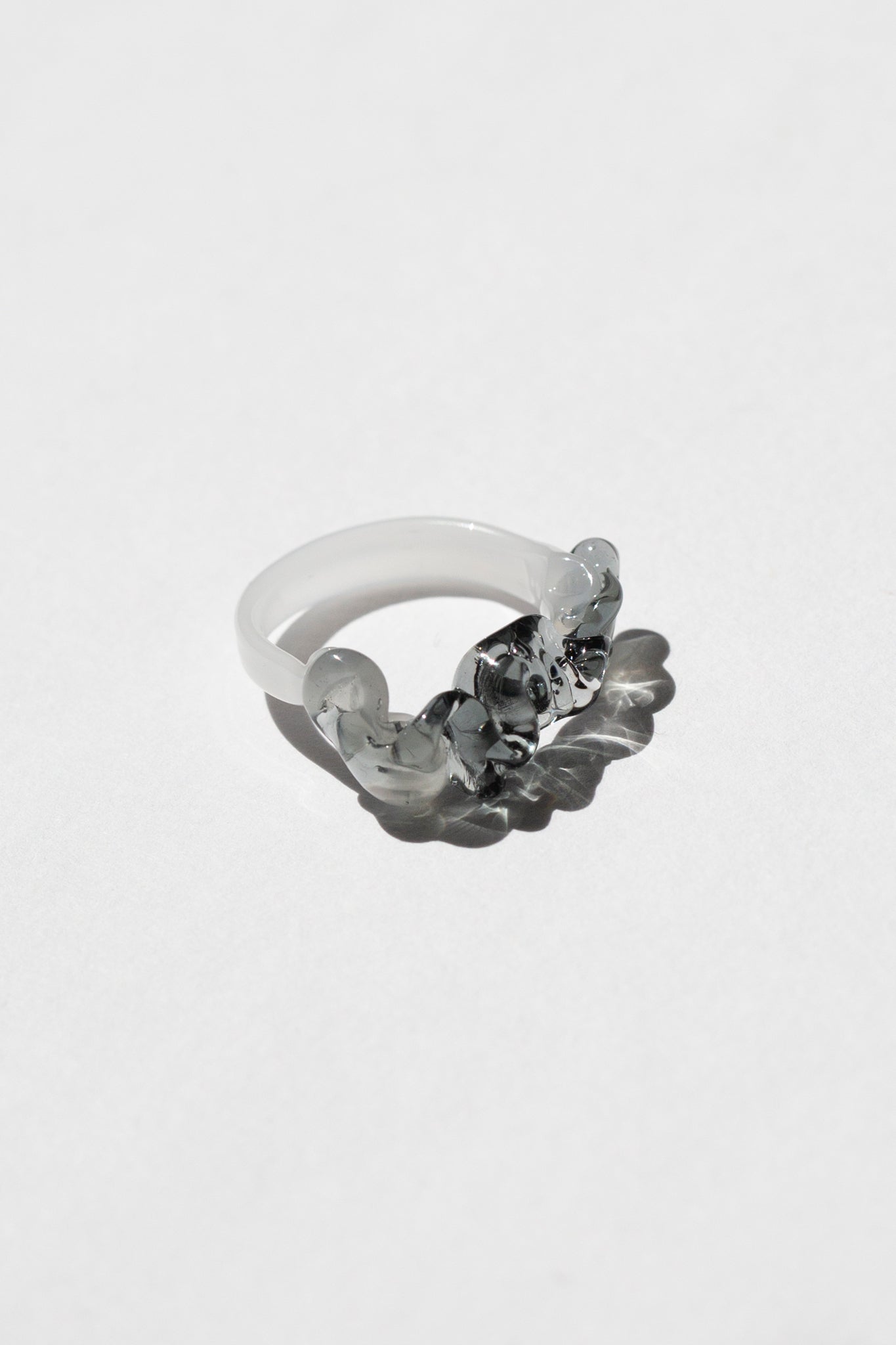 Grey Squiggle Murano Glass Ring