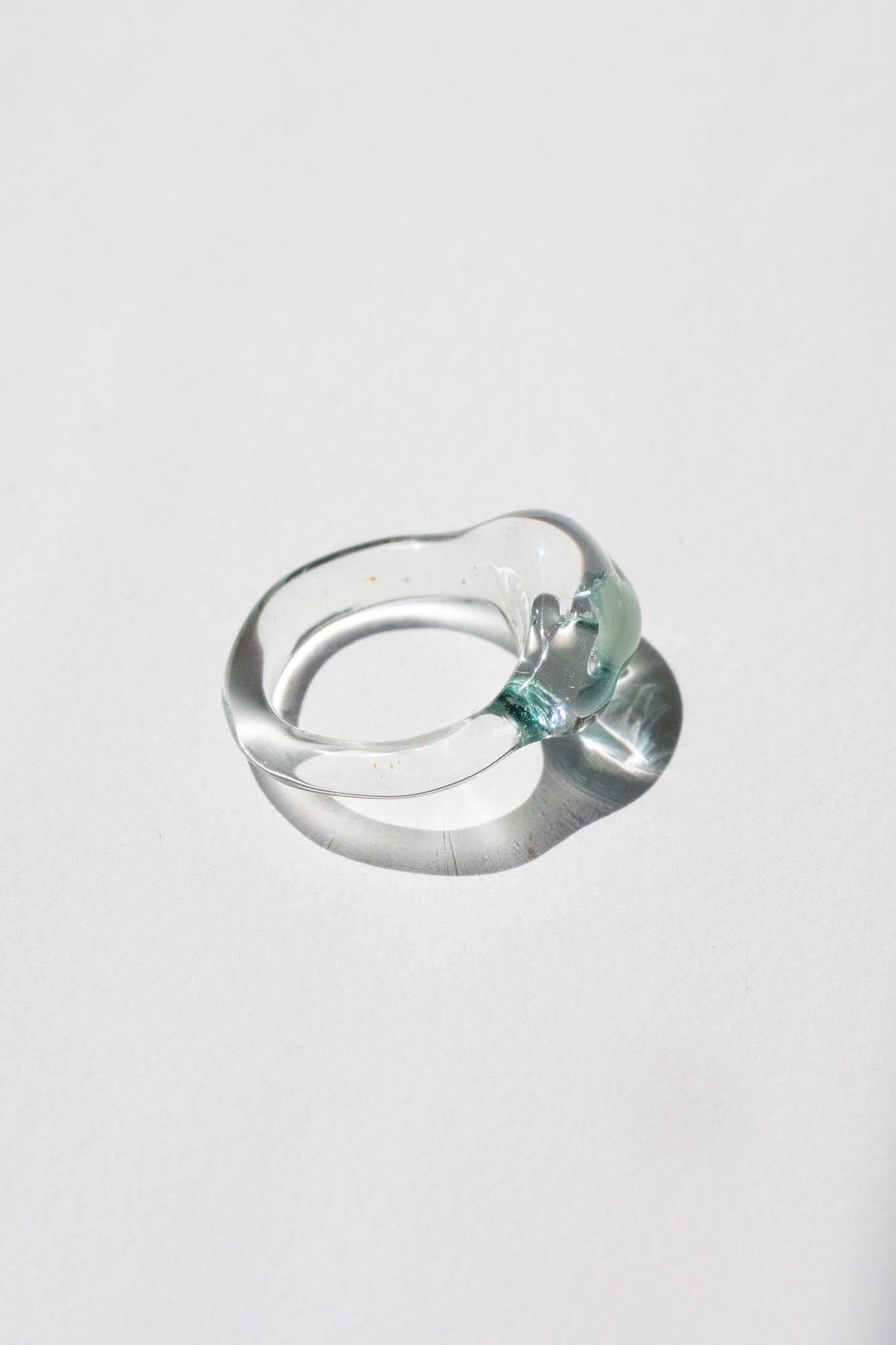 Clear and Mint Murano Glass Ring