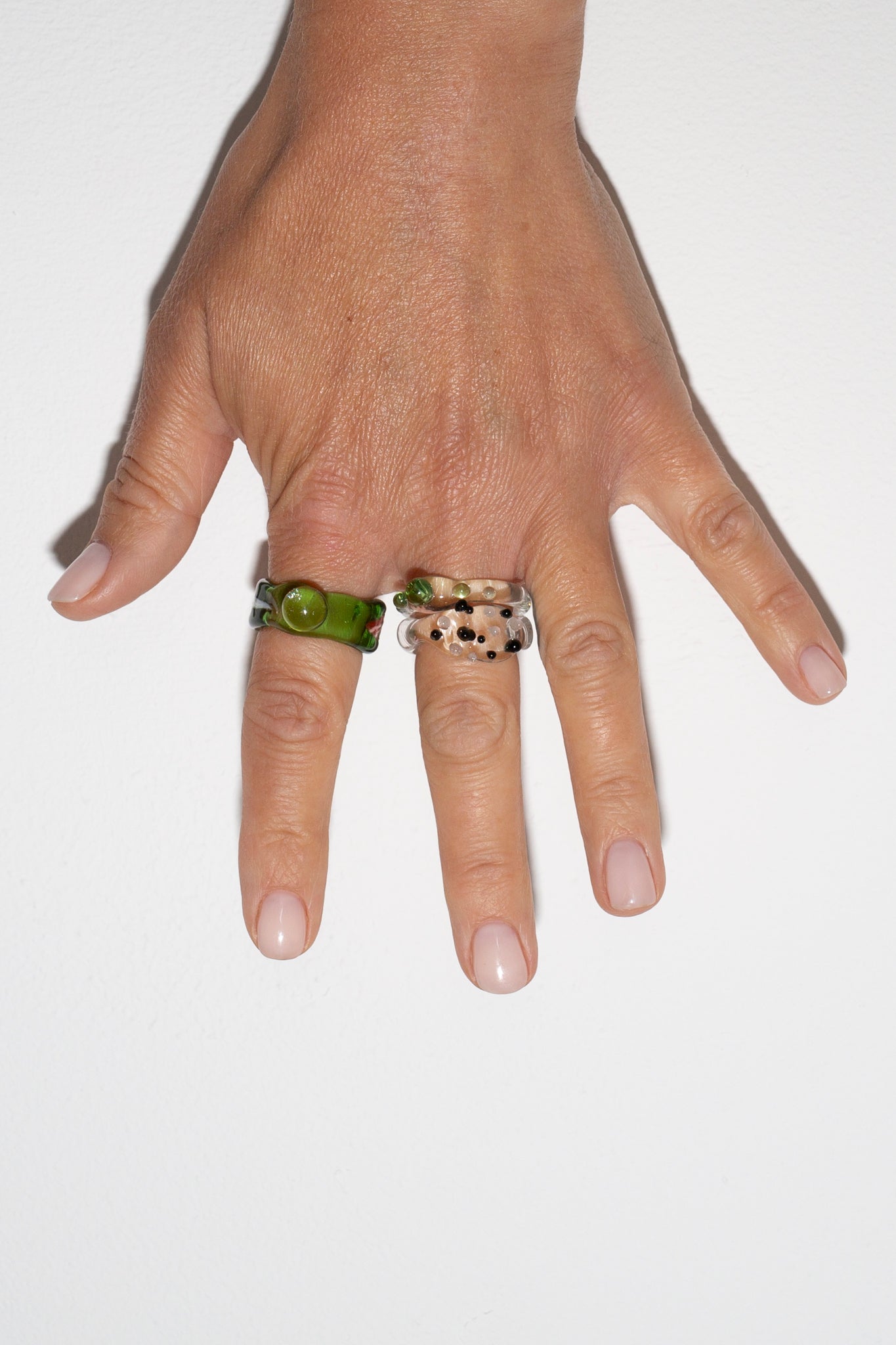 Black and White Speckle Murano Glass Ring