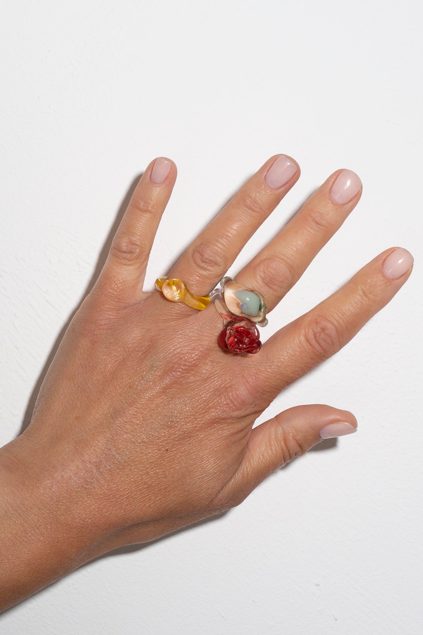 Clear and Mint Murano Glass Ring