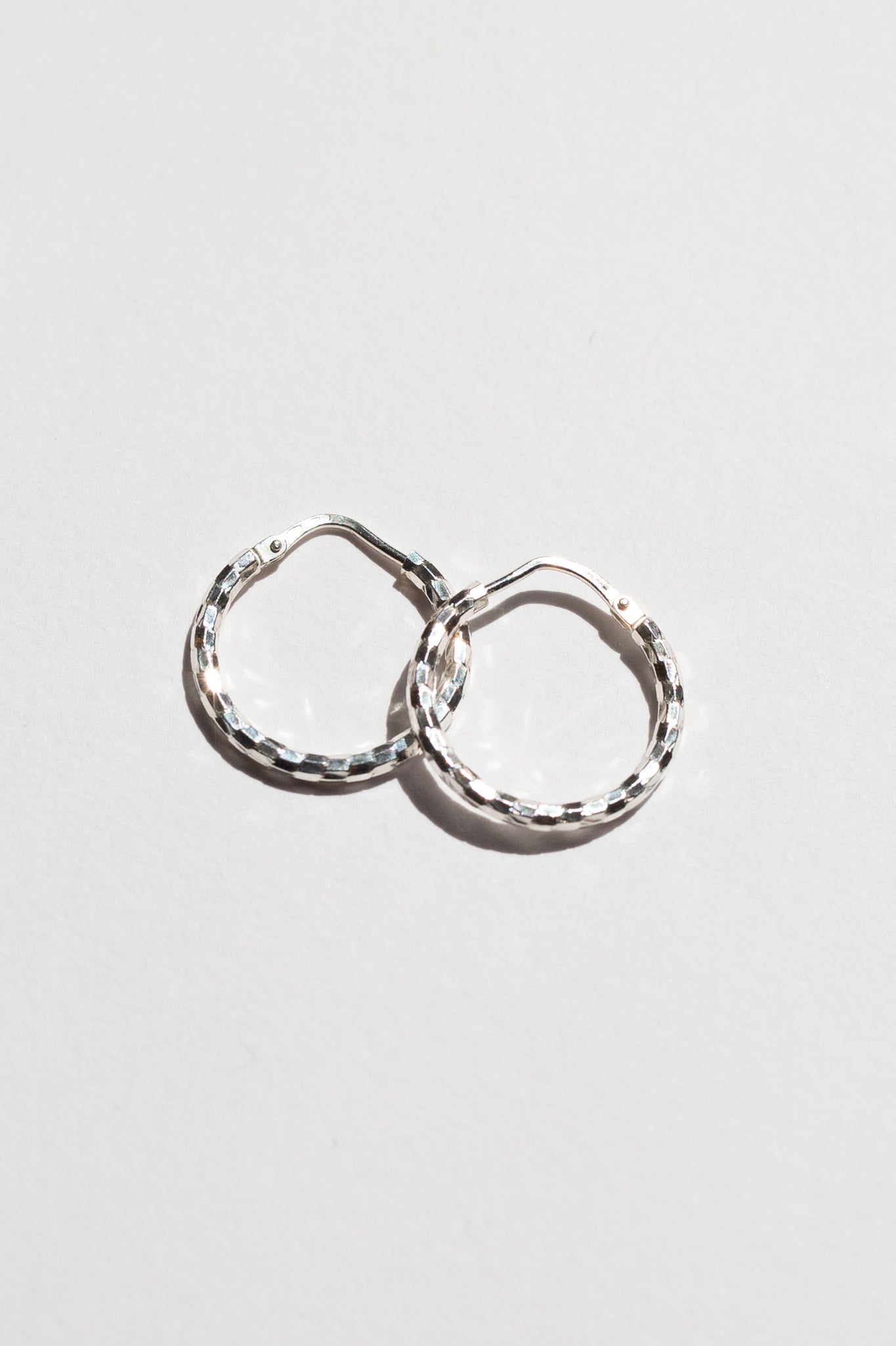 Small Silver Textured Disco Hoops