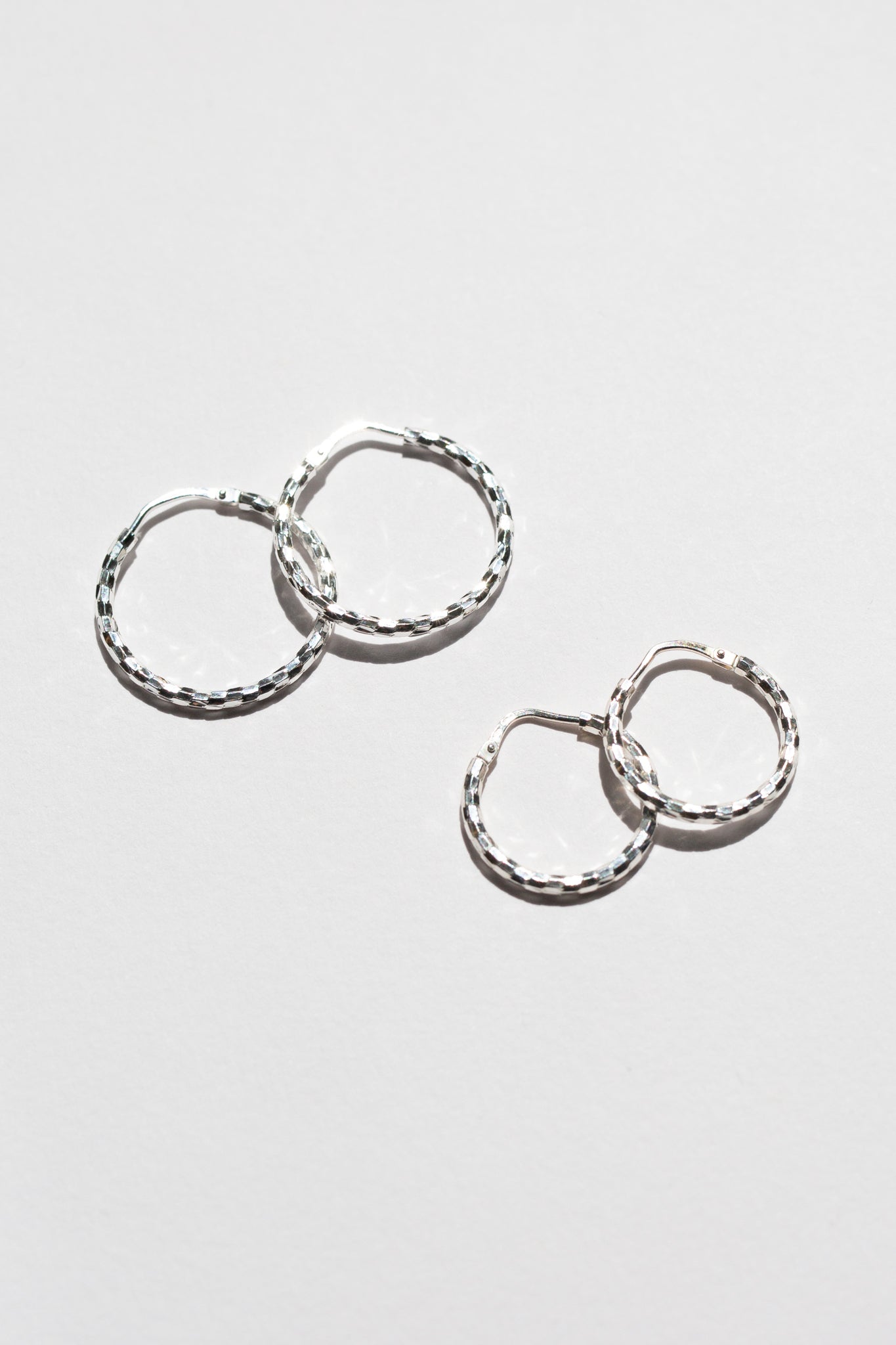 Large Silver Textured Disco Hoops