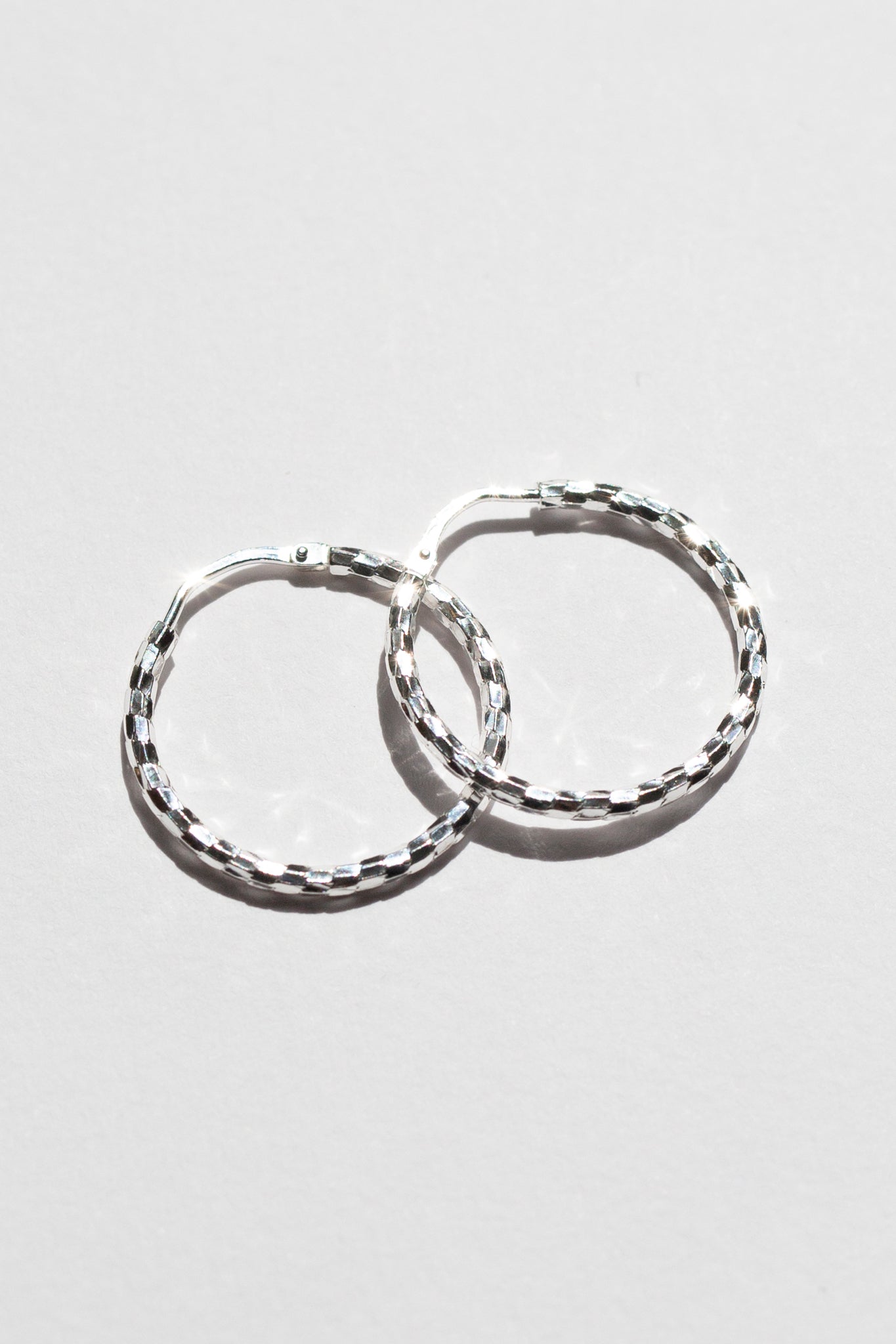 Large Silver Textured Disco Hoops