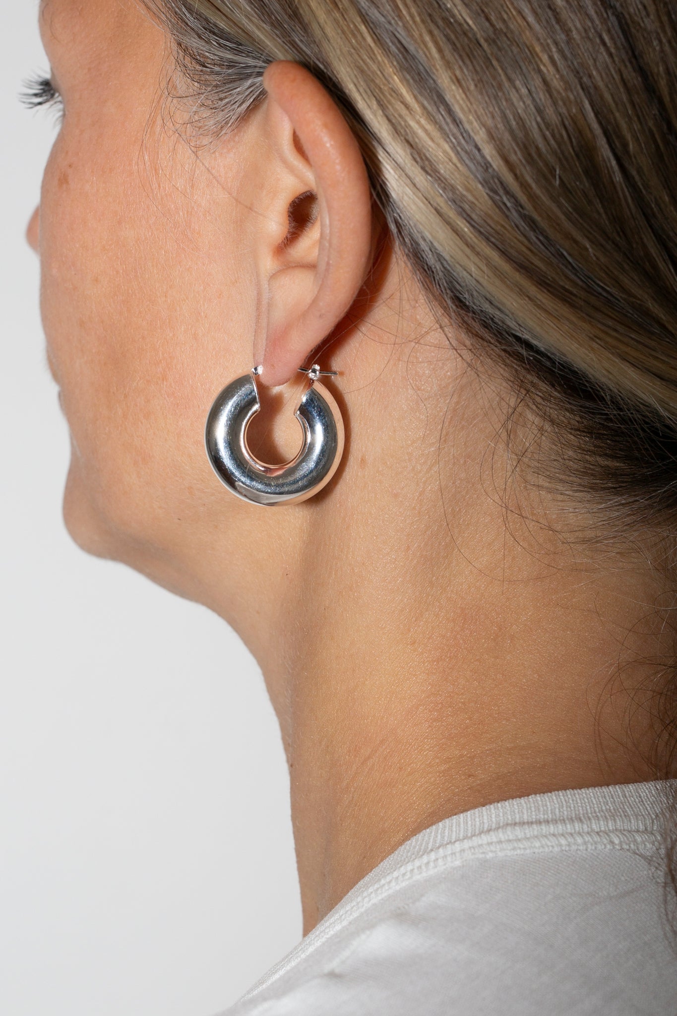 Thick Silver Hoop Earrings