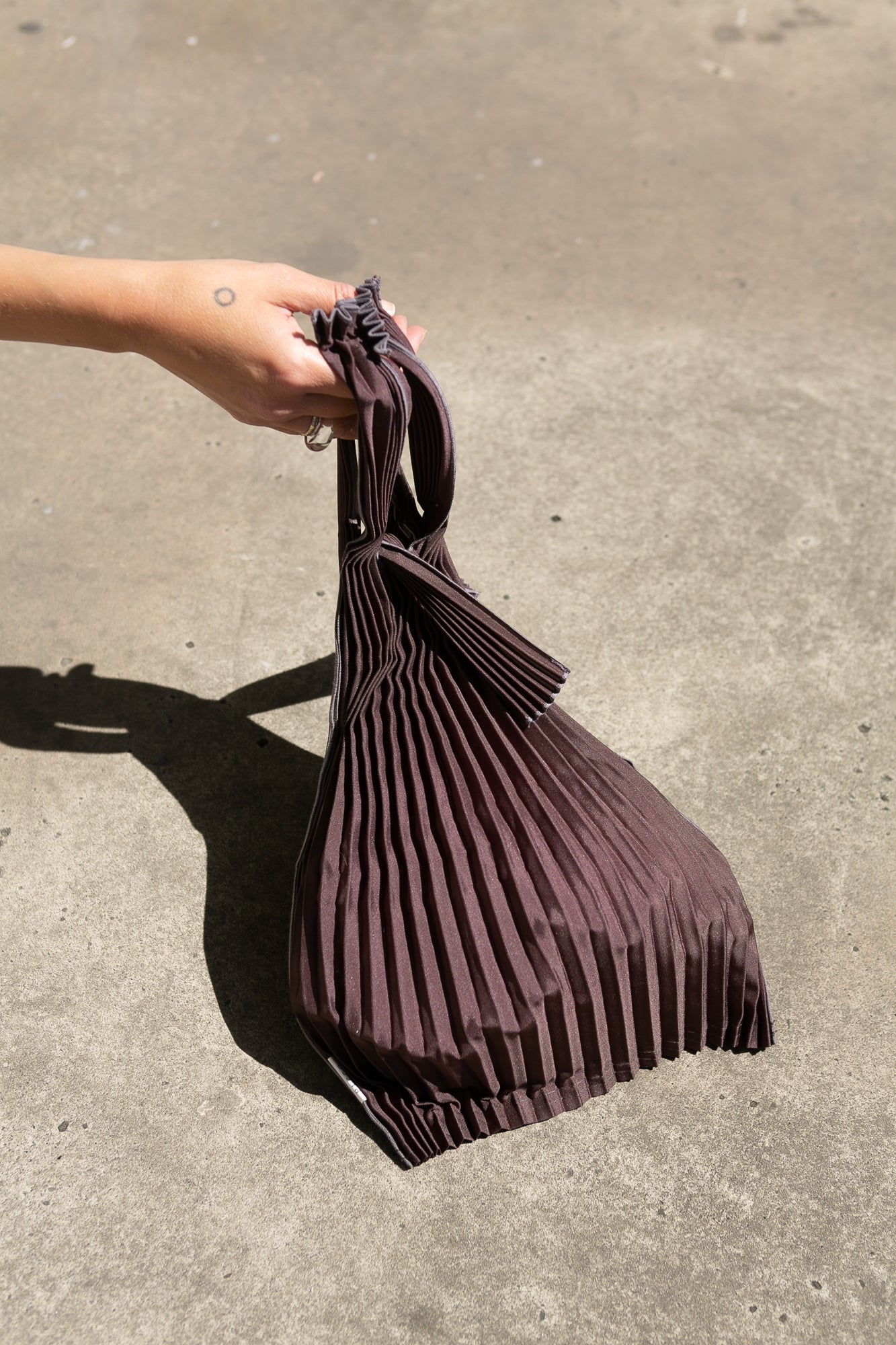 Medium Brown Pleco Pleated Bag