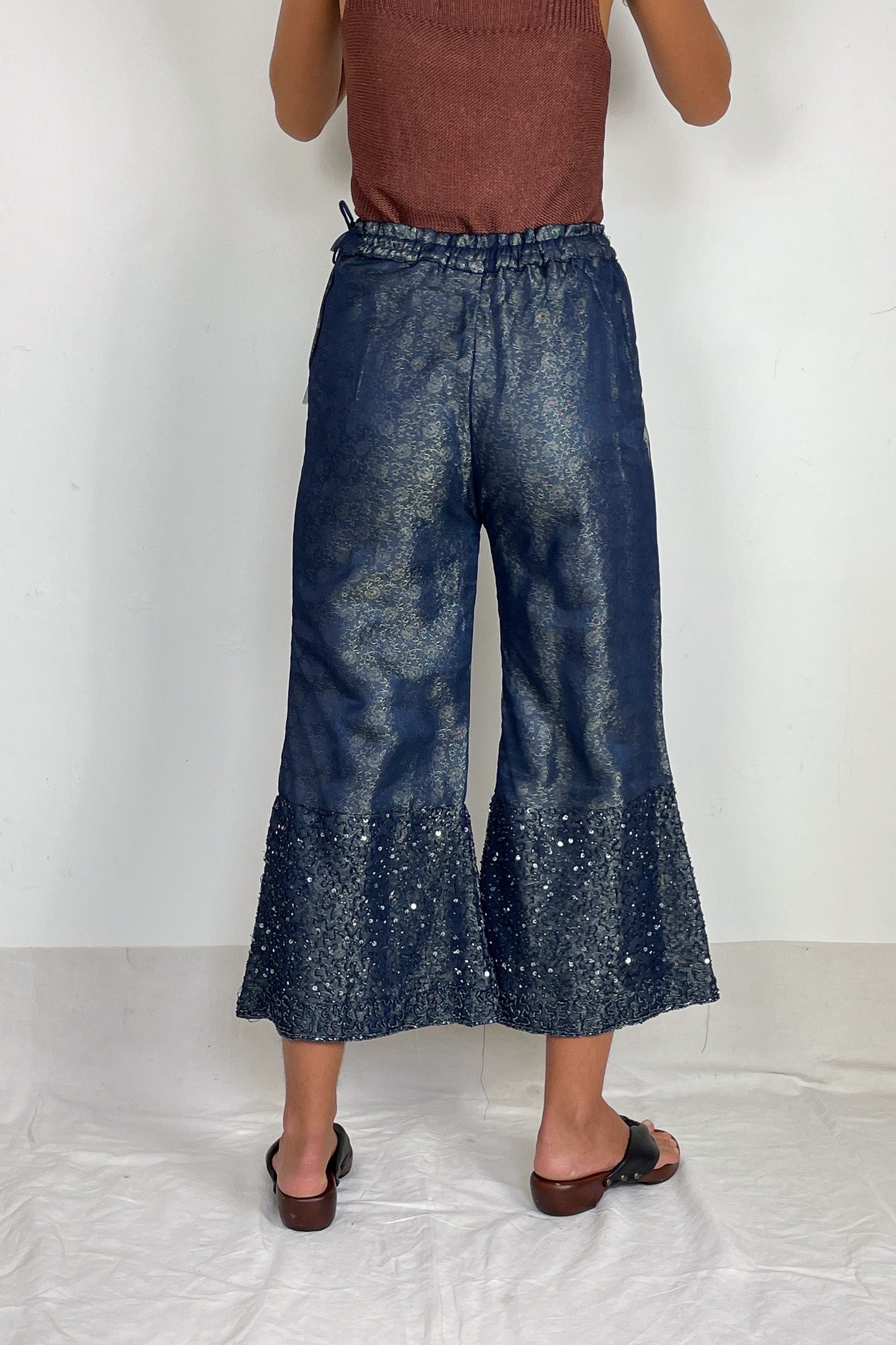 Hand Beaded Organza Trousers