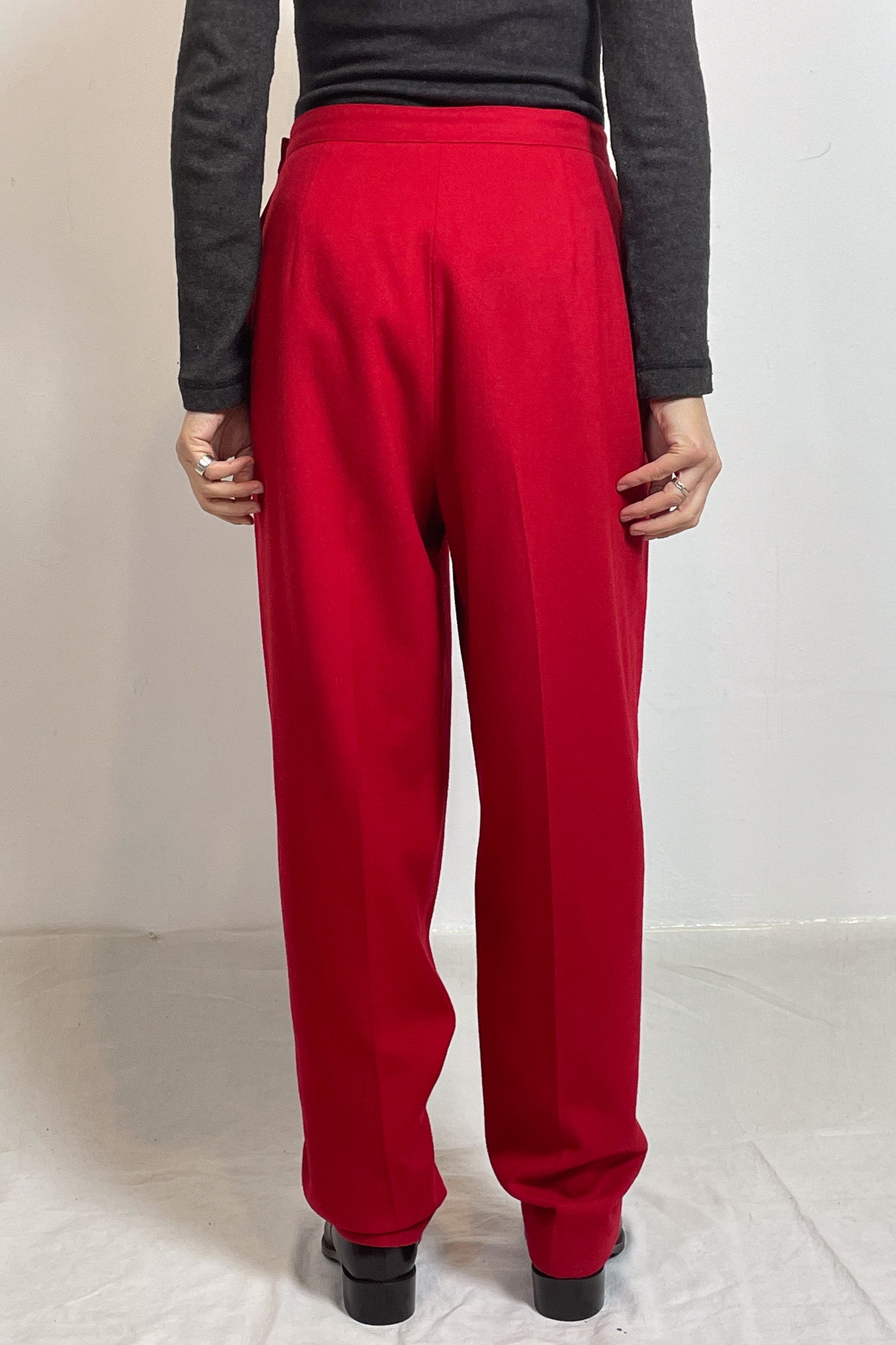 Vintage Red Wool Tapered Trousers