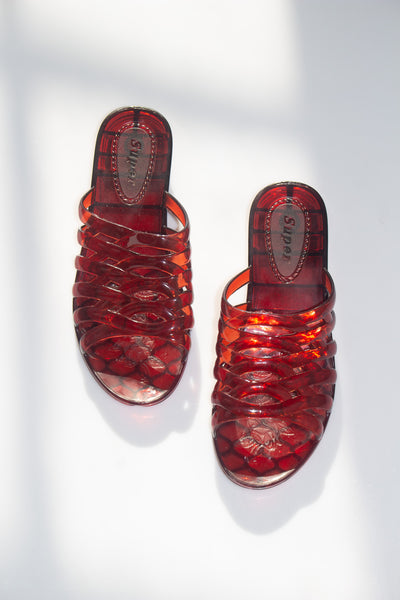 Burgundy Crystal Jelly Mule