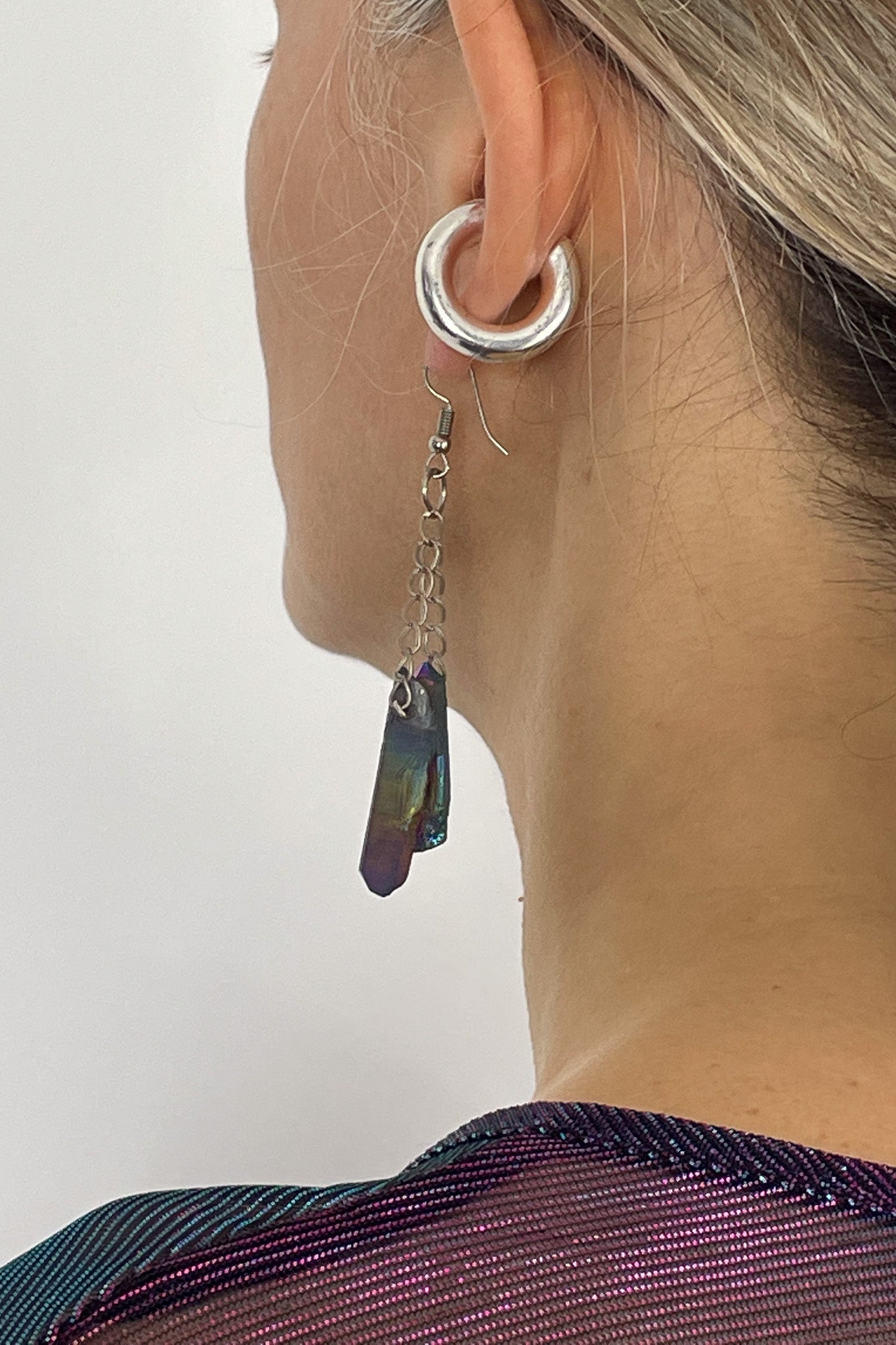 Titanium Quartz Shard Drop Earrings