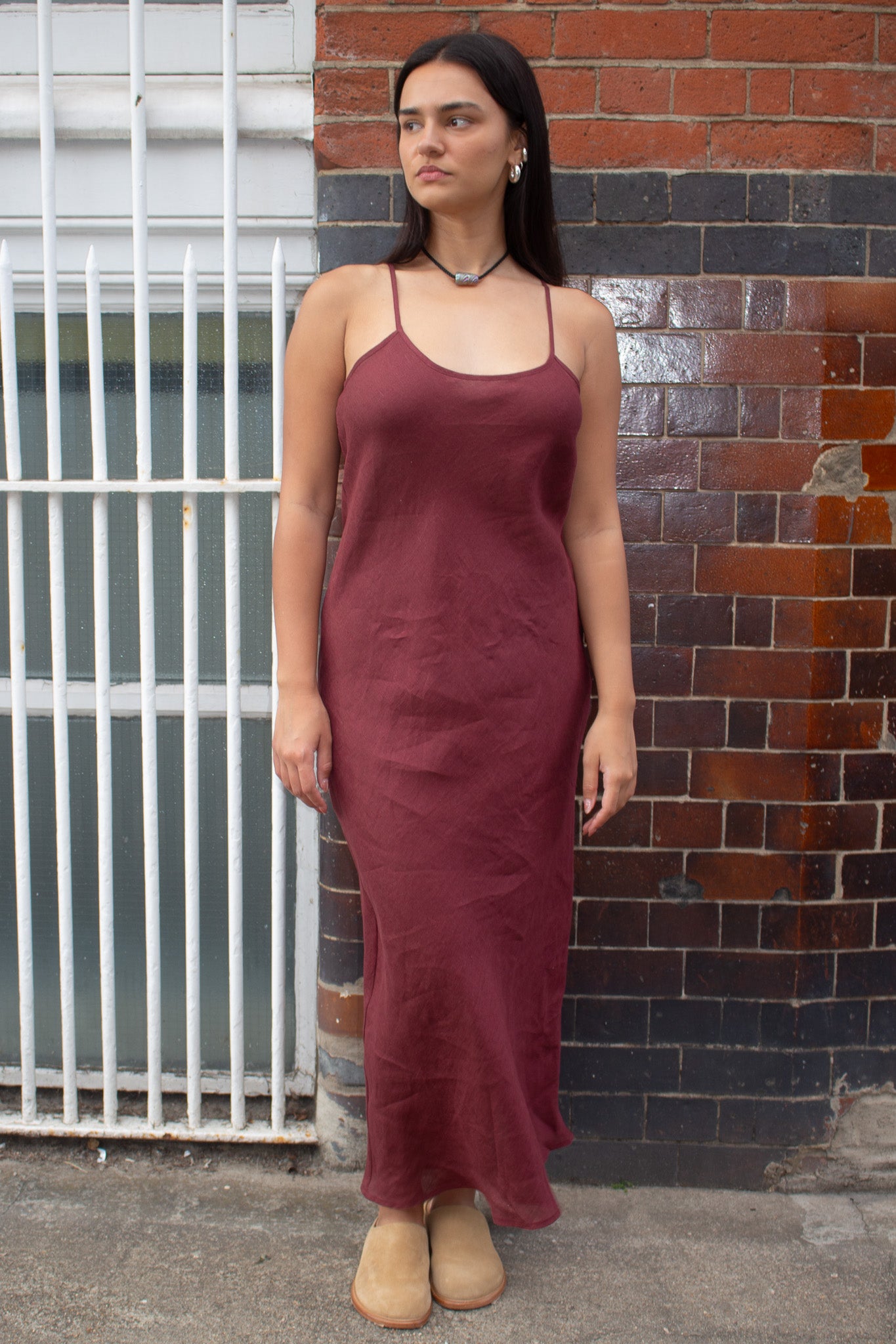 Baserange Burgundy Dydine Slip Dress