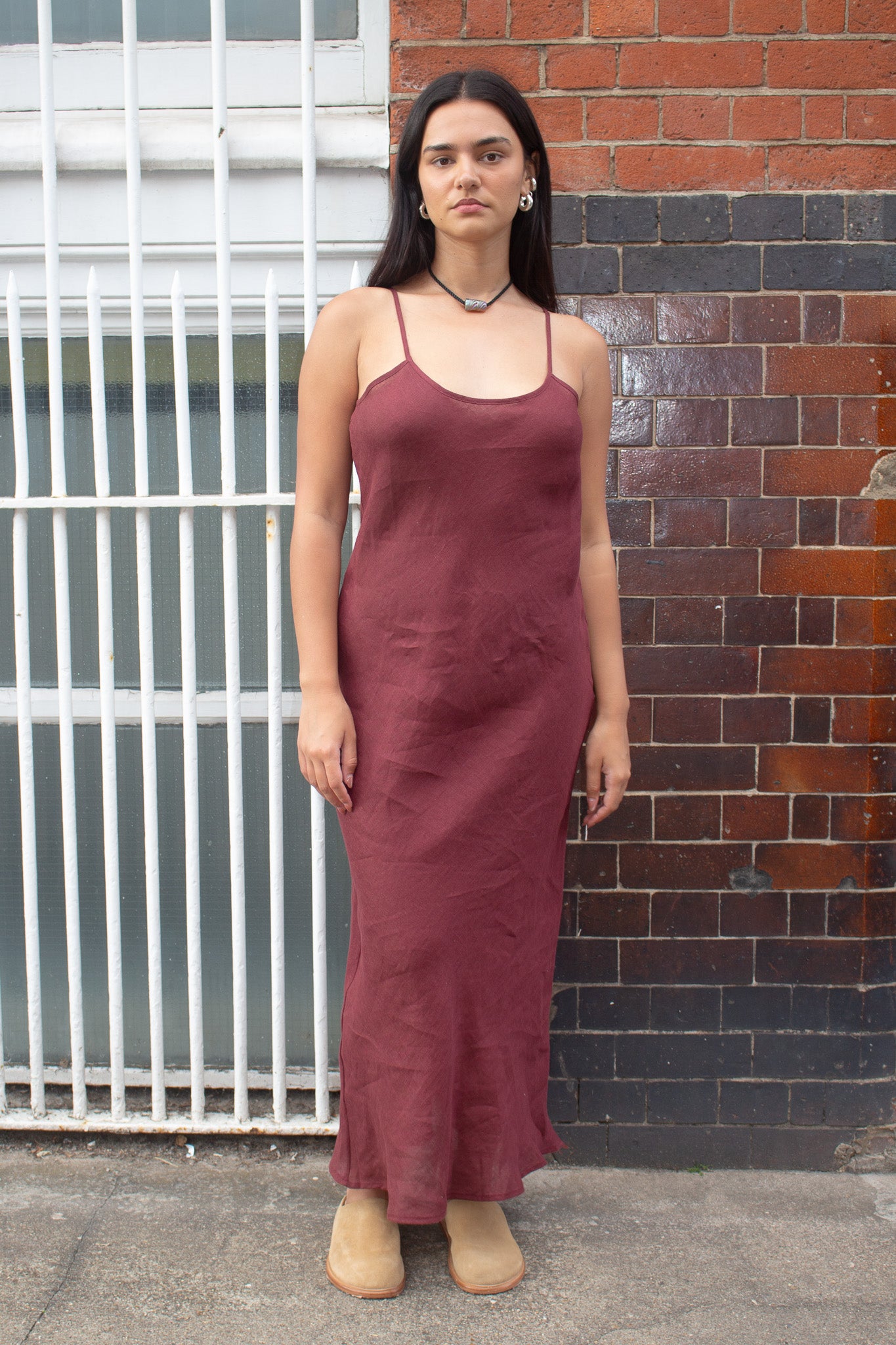 Baserange Burgundy Dydine Slip Dress