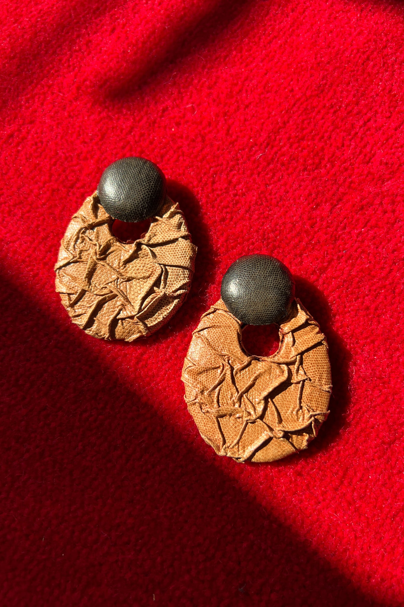 1980s Leather Earrings