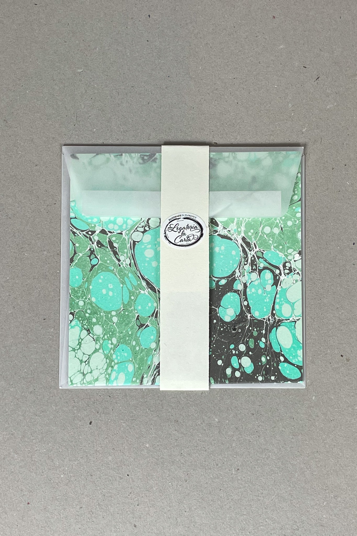 Green Hand Marbled Card - Made in Italy