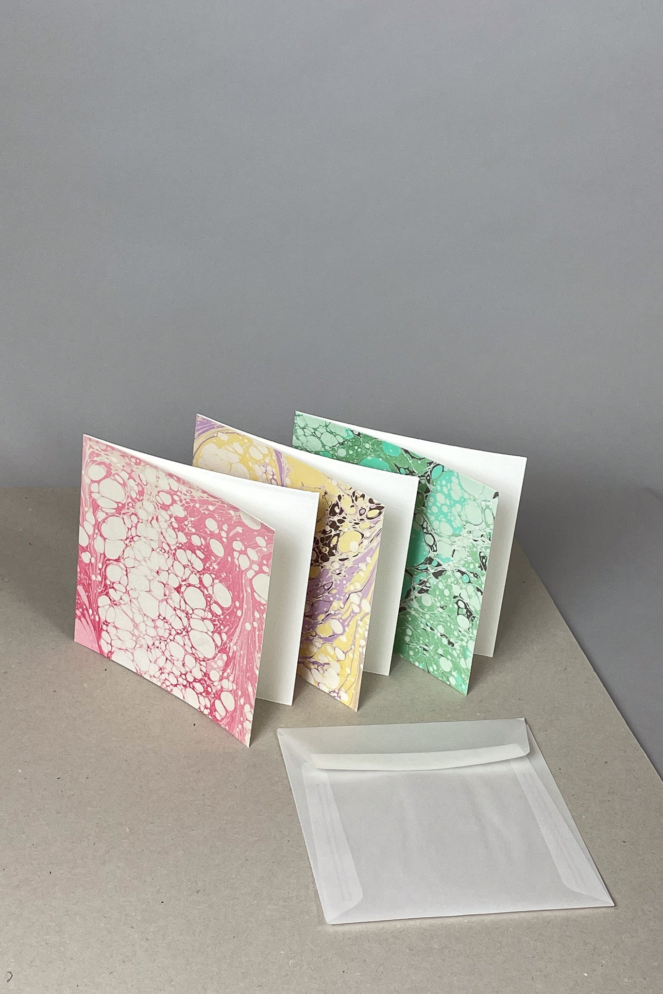 Pink Hand Marbled Card - Made in Italy