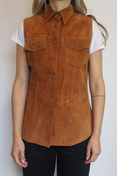 Suede Sleeveless Shirt