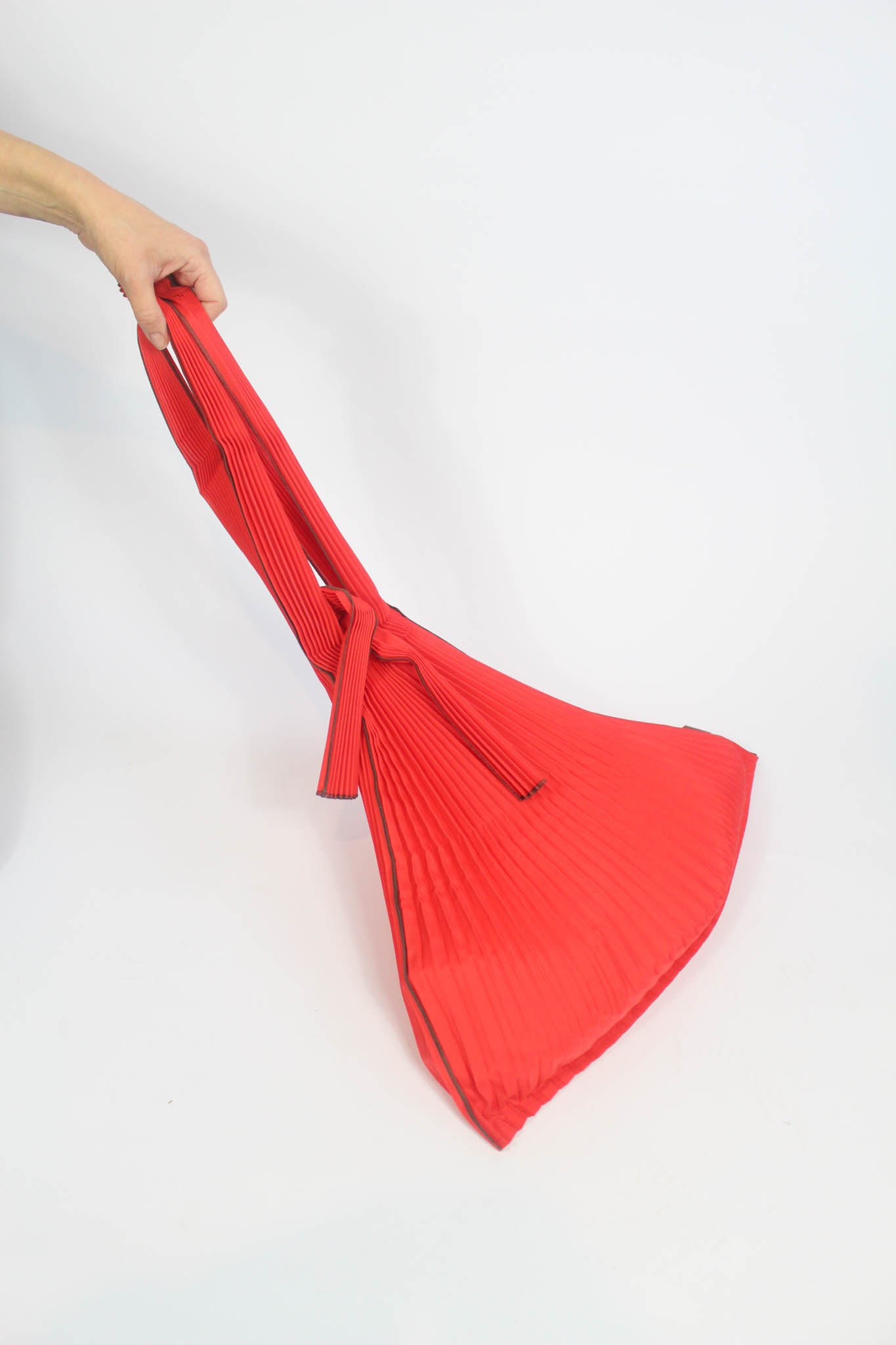 Large Red Pleated Shoulder Bag