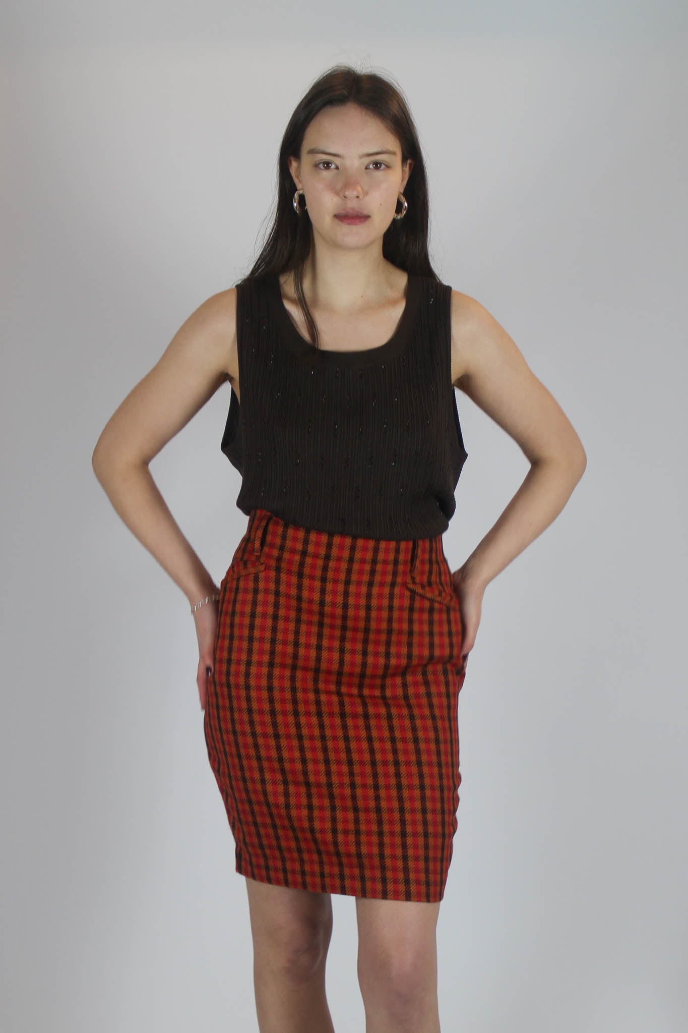 ARCHIVE SALE ITEM Check Wool Pencil Skirt