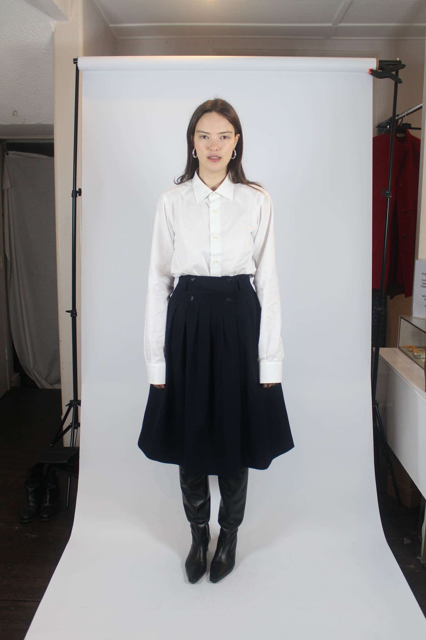 SportMax Navy Pleated Skirt