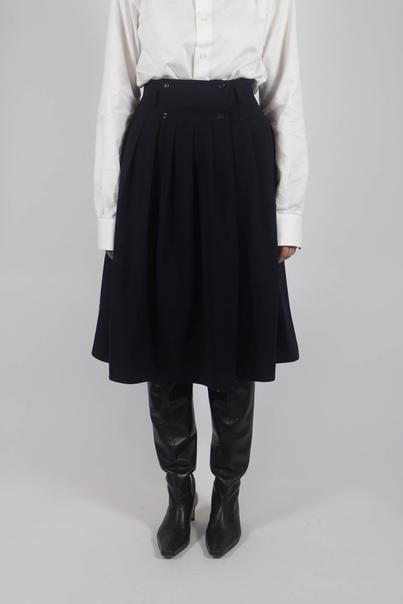 SportMax Navy Pleated Skirt