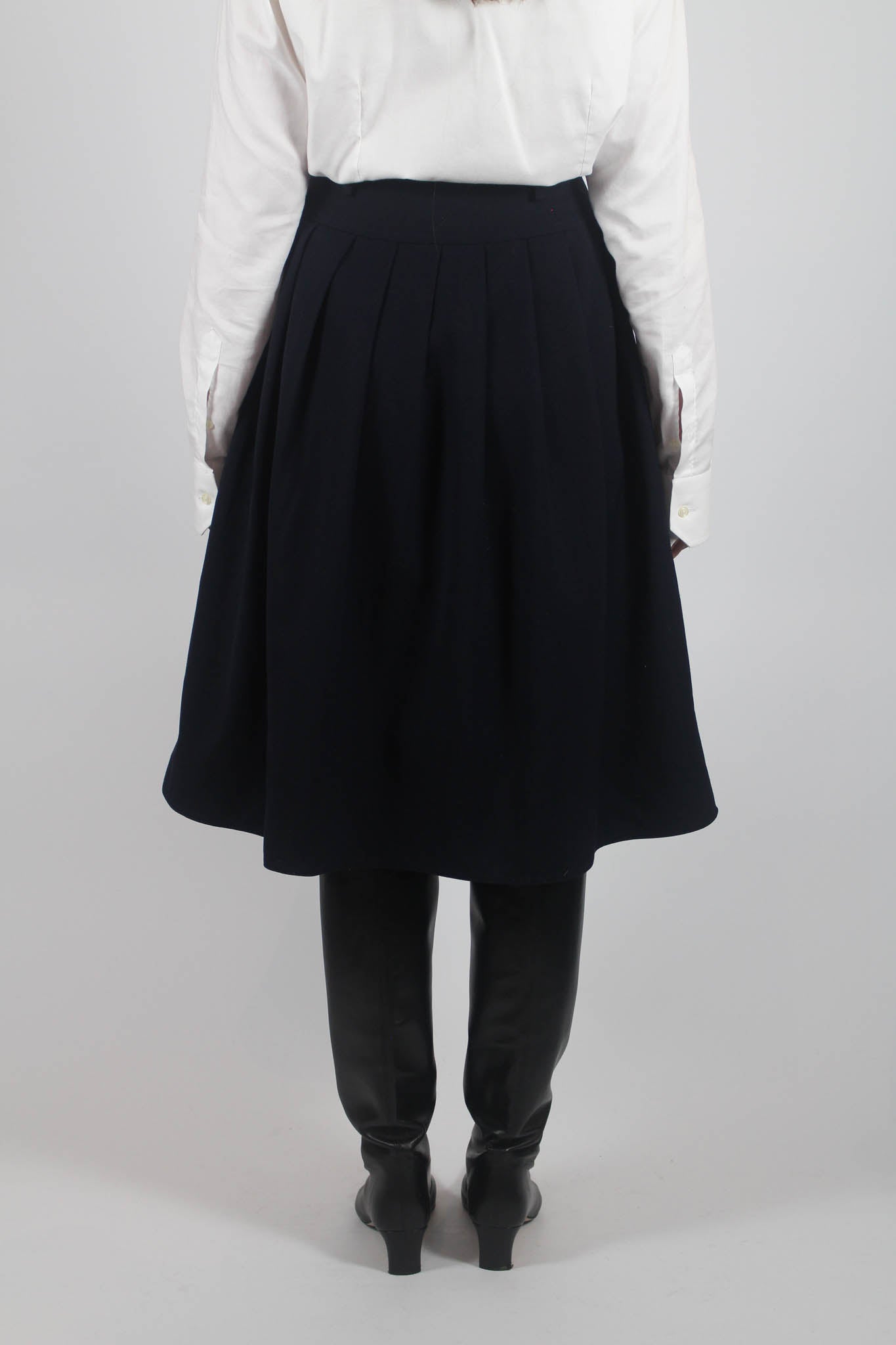 SportMax Navy Pleated Skirt