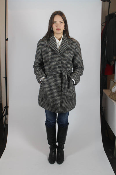 Houndstooth Belted Coat