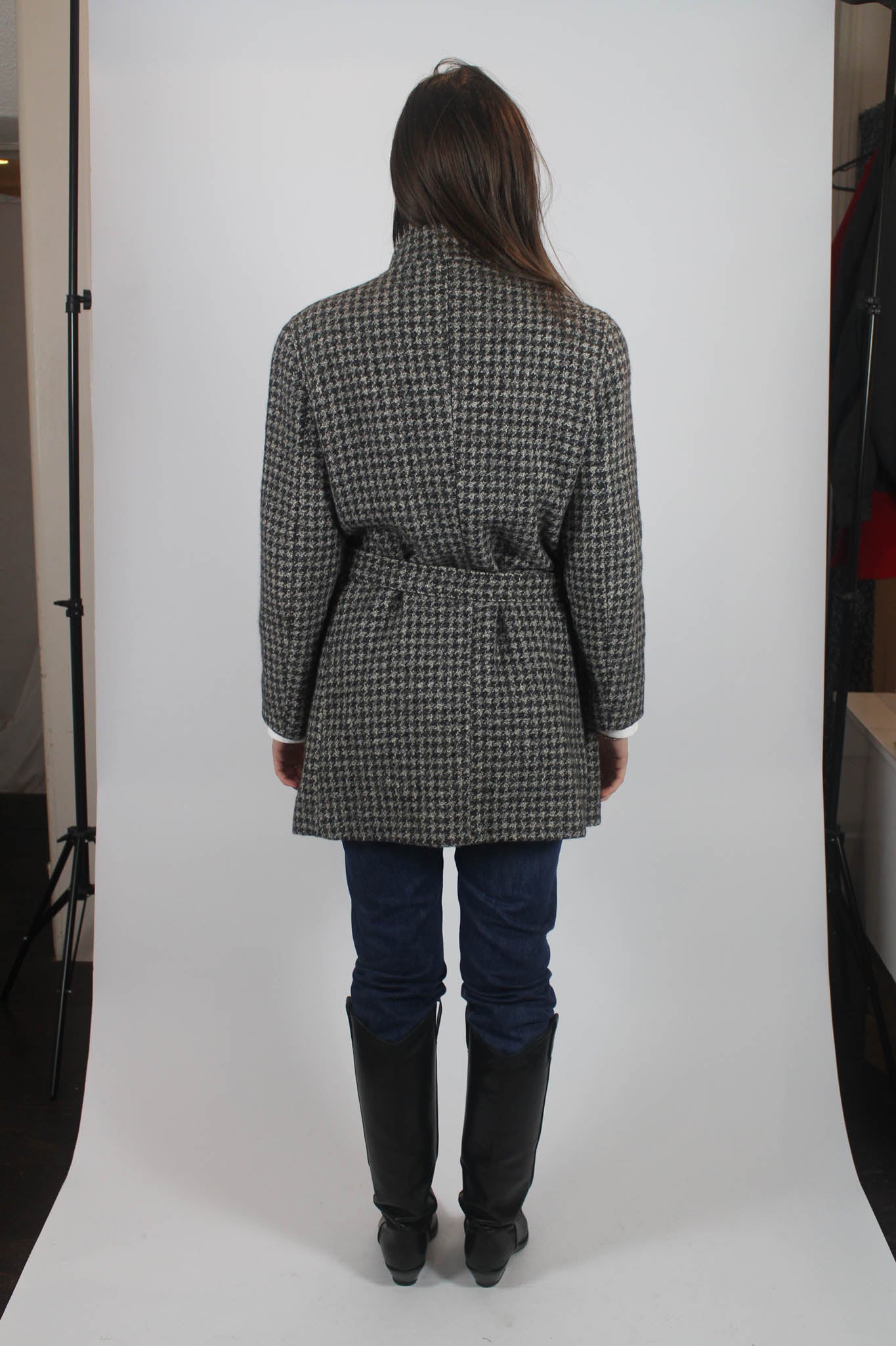 Houndstooth Belted Coat