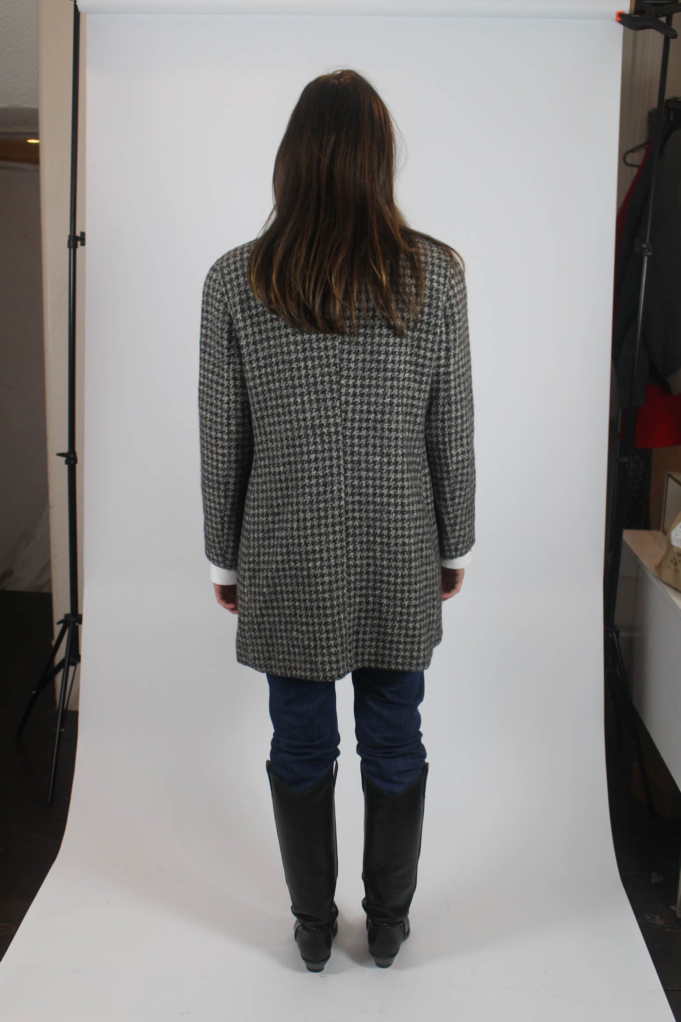 Houndstooth Belted Coat