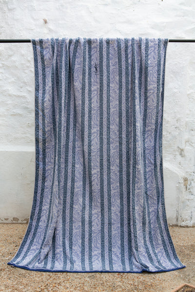 Vintage YSL Blue Paisley Stripe Towel