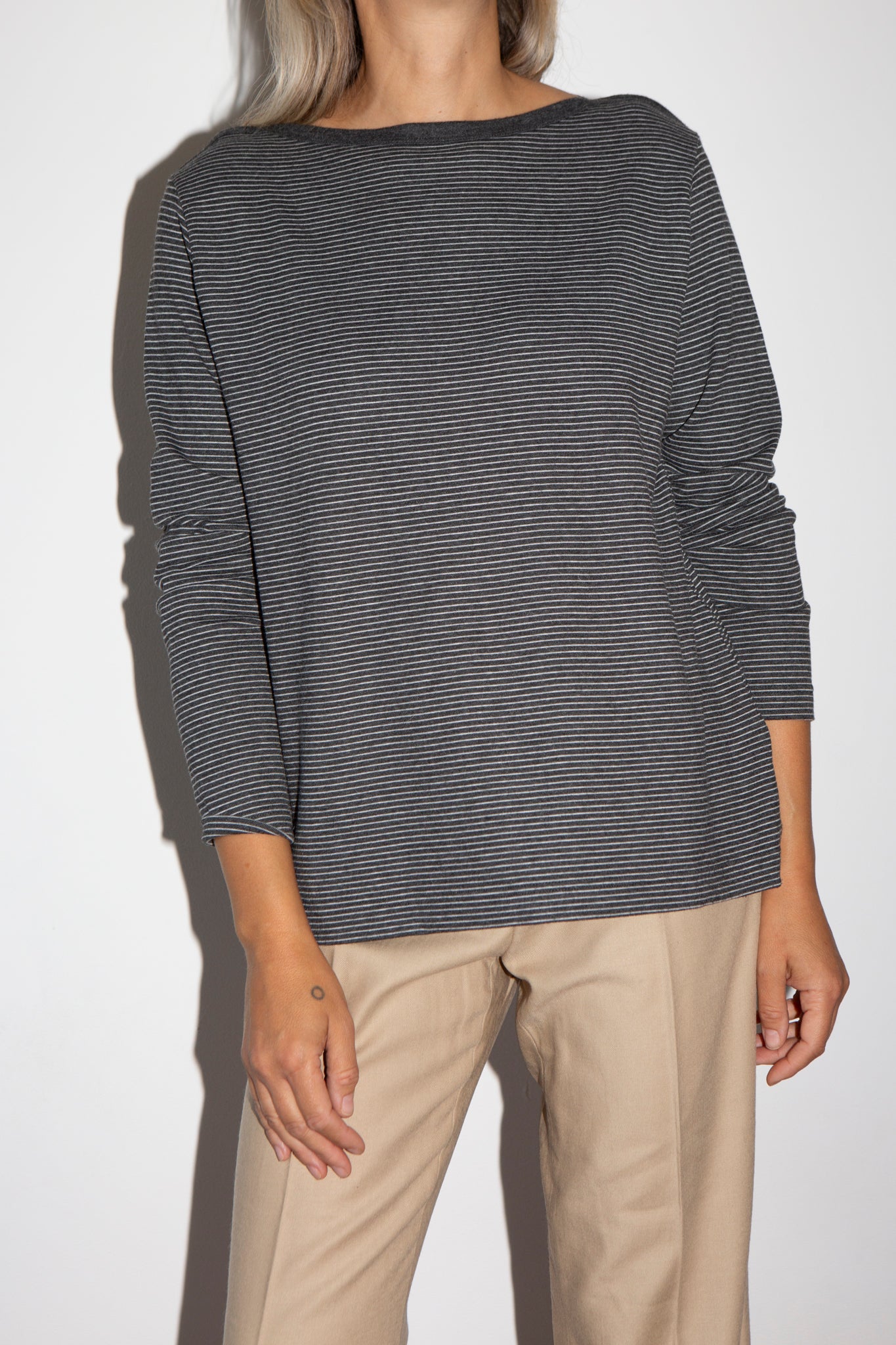 Boat Neck Stripe Tee