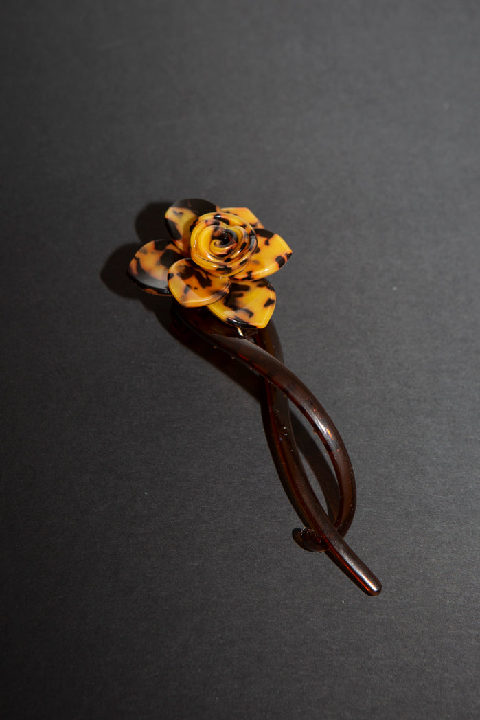 Tortoiseshell Rose Hair Pin