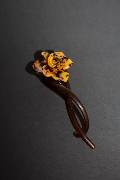 Tortoiseshell Rose Hair Pin