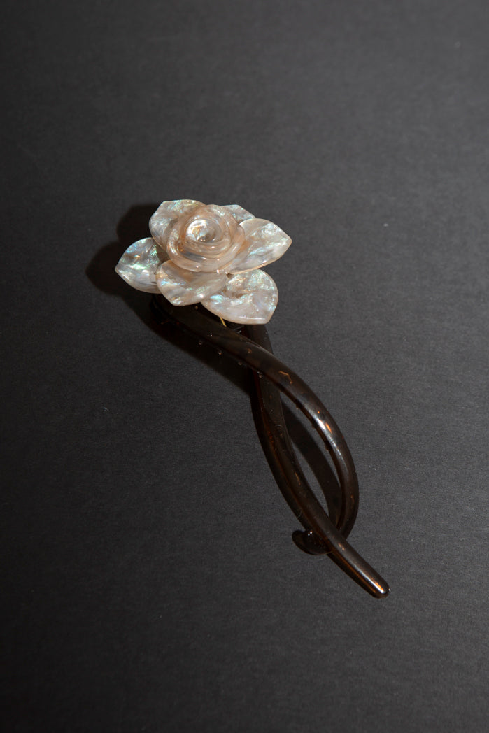 Soft Grey Rose Hair Pin