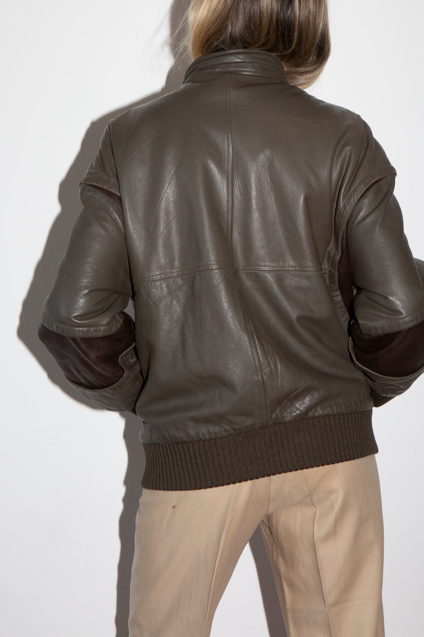 Leather Contrast Bomber