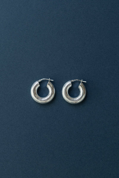 Silver Twisted Hoops