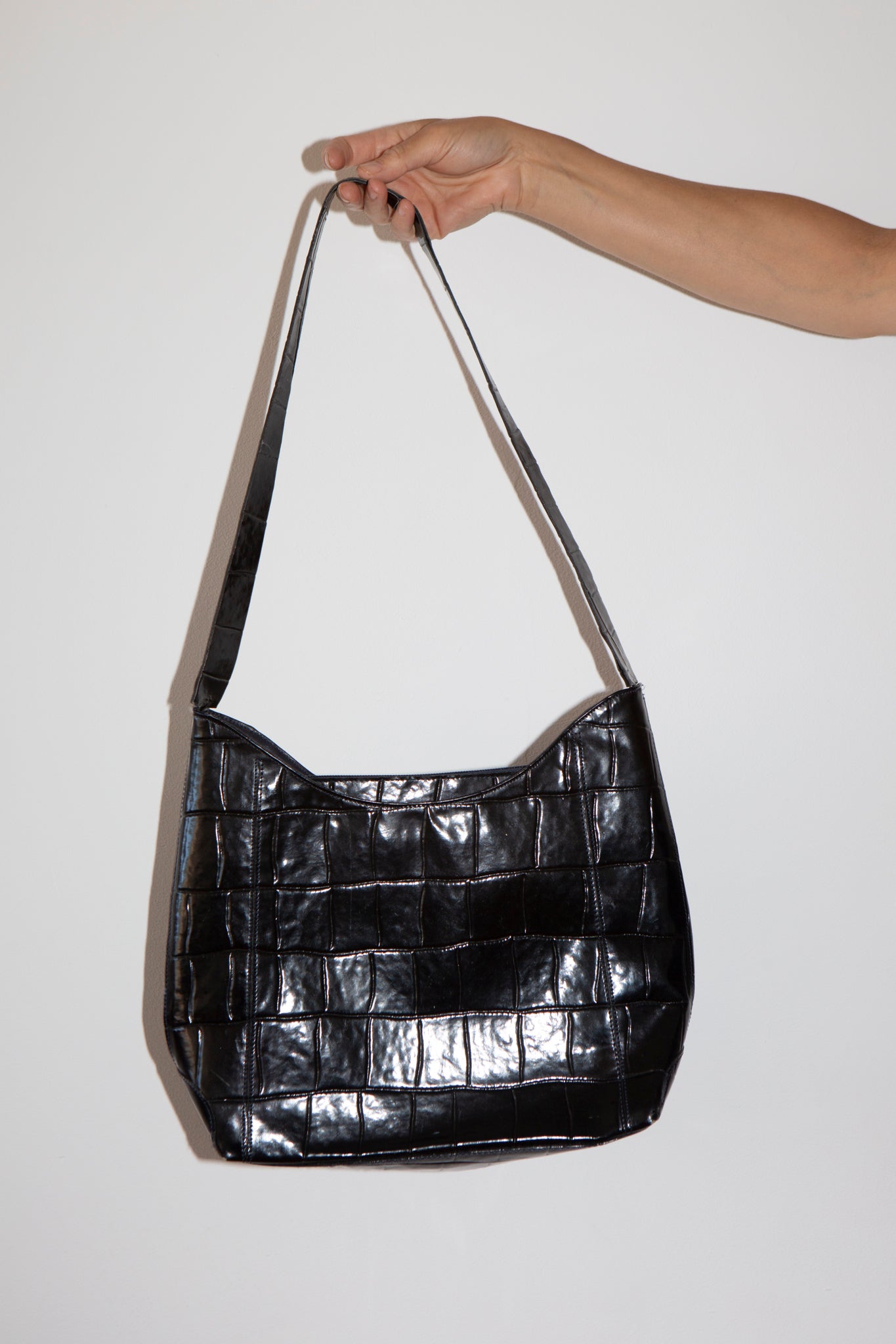 Moc Croc Leather Shoulder Bag