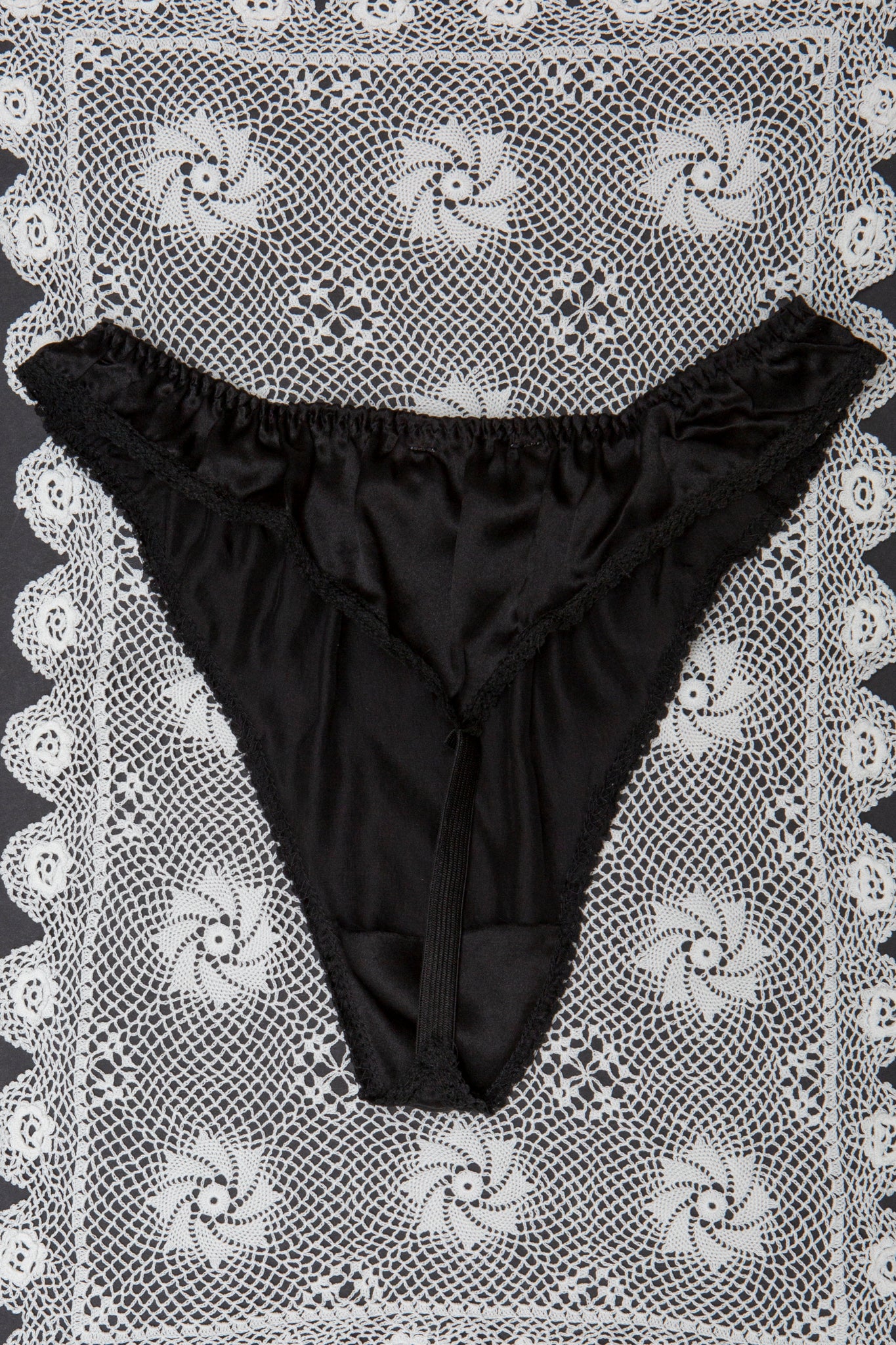 Black Dead Stock Silk Thong